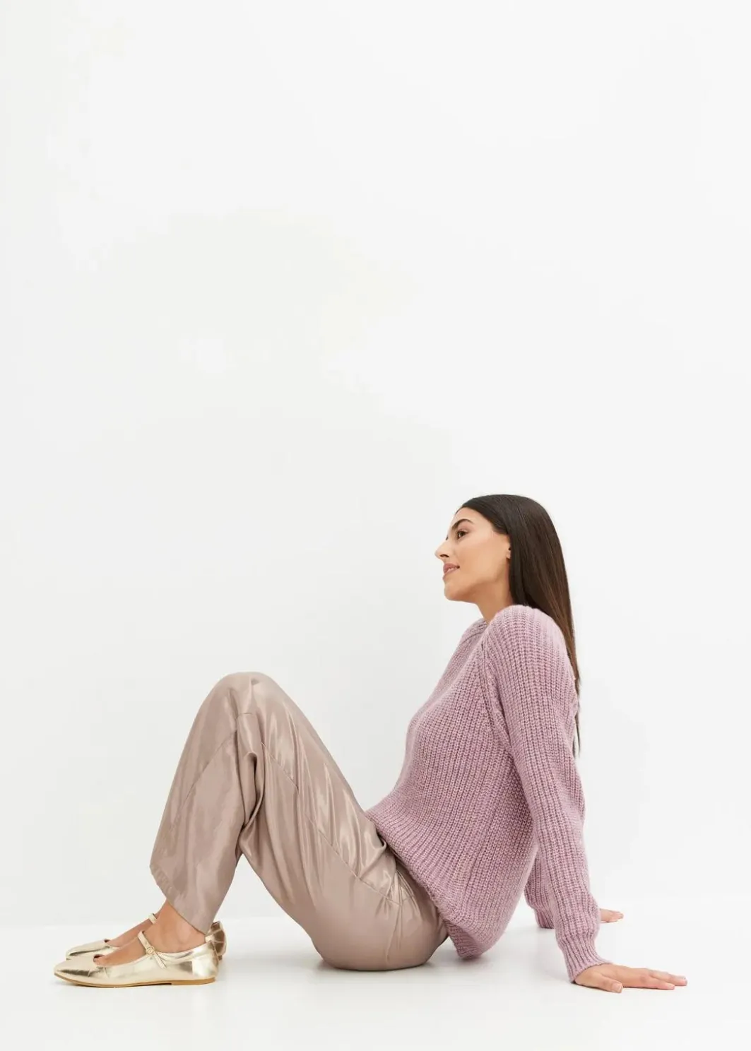 Damen bonprix Bekleidung·Umstandsmode|Bekleidung·Jeans|Grobstrickpullover mit Glanzgarn