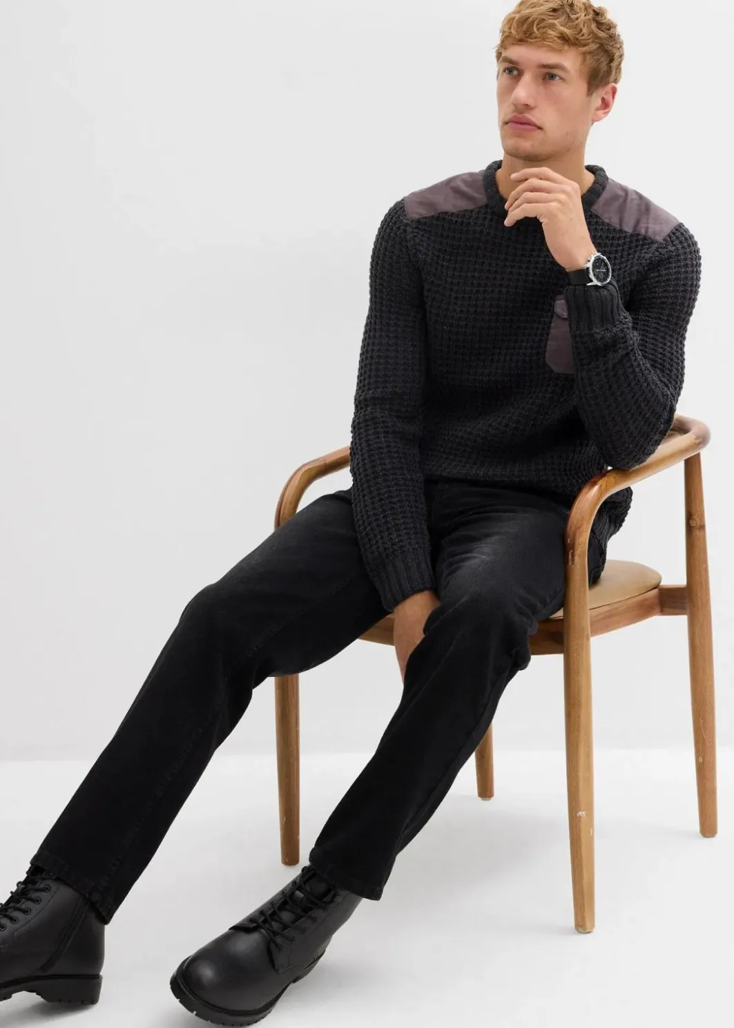Grobstrick-Pullover mit Pattentasche Herren Große Größen|Pullover & Strickjacken