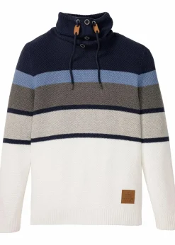 New Grobstrickpullover mit Schlauchkragen aus reiner Baumwolle Herren Große Größen|Pullover & Strickjacken