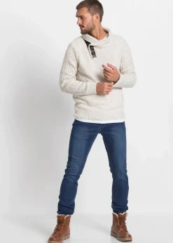 Discount Grobstrick-Pullover mit Schalkragen Herren Große Größen|Pullover & Strickjacken