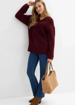 Damen bonprix Bekleidung·Umstandsmode|Strickmode|Grobstrick-Pullover mit V-Ausschnitt