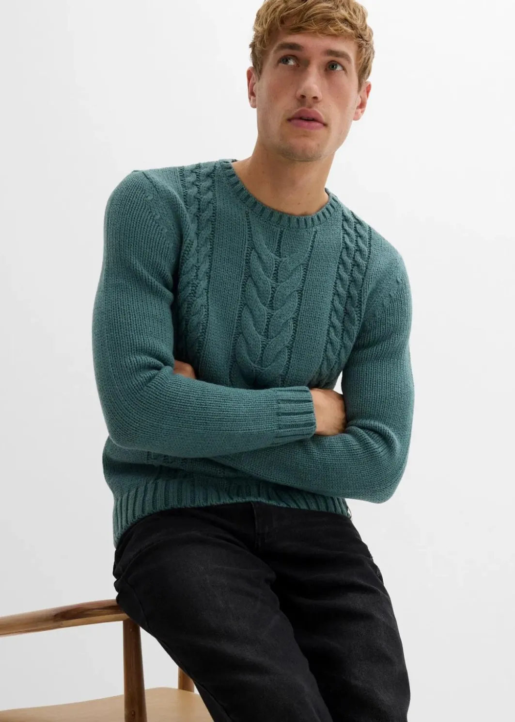 Sale Grobstrick-Pullover mit Zopfmuster Herren Große Größen|Pullover & Strickjacken