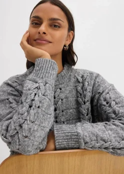 Damen bonprix Bekleidung·Umstandsmode|Strickmode|Grobstrick-Pullover mit Zopfmuster