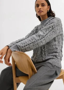 Damen bonprix Bekleidung·Umstandsmode|Strickmode|Grobstrick-Pullover mit Zopfmuster