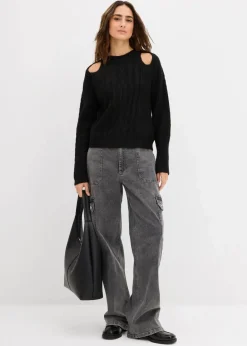 Damen bonprix Bekleidung·Umstandsmode|Strickmode|Grobstrick-Pullover mit Zopfmuster