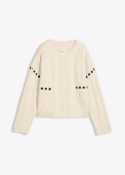 Outlet Grobstrick-Pullover mit Zopfmuster Damen Pullover & Strickjacken|Strickmode