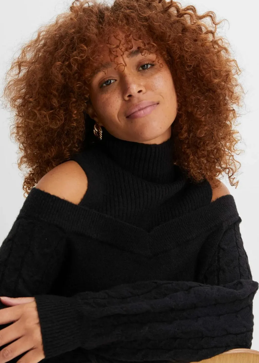 Damen bonprix Pullover & Strickjacken|Strickmode|Grobstrick-Pullover schulterfrei