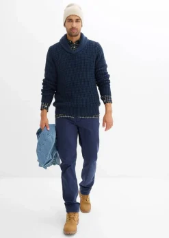 Herren bonprix Große Größen|Pullover & Strickjacken|Grobstrick-Schallkragenpullover mit Waffelstruktur