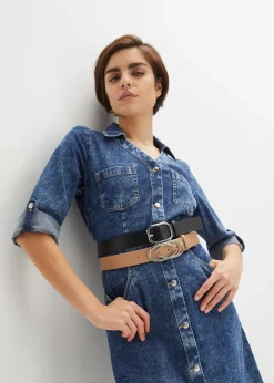 Hot Gürtel 2er Pack mit 2 auswechselbaren Schnallen Damen Gürtel