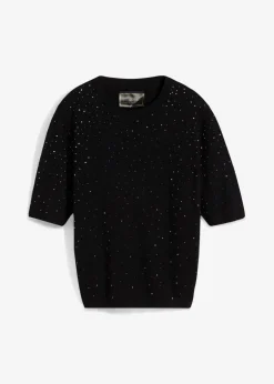 Discount Halbarm Feinstrickpullover mit Glitzersteinchen Damen Bekleidung·Umstandsmode|Strickmode