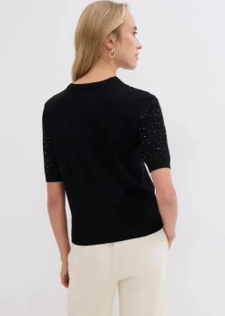 Discount Halbarm Feinstrickpullover mit Glitzersteinchen Damen Bekleidung·Umstandsmode|Strickmode