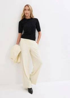 Discount Halbarm Feinstrickpullover mit Glitzersteinchen Damen Bekleidung·Umstandsmode|Strickmode