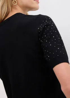 Discount Halbarm Feinstrickpullover mit Glitzersteinchen Damen Bekleidung·Umstandsmode|Strickmode
