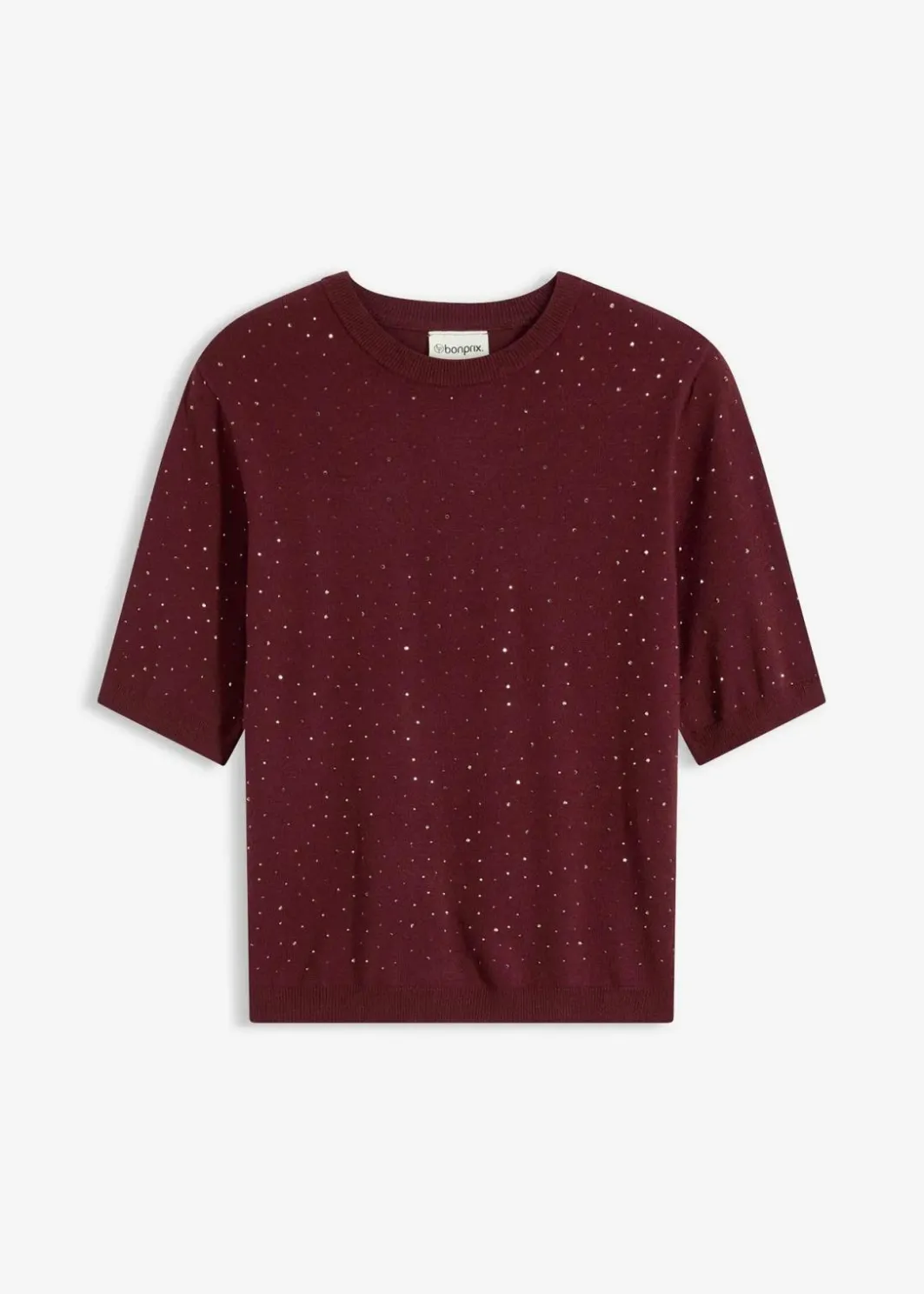 Damen bonprix Bekleidung·Umstandsmode|Strickmode|Halbarm Feinstrickpullover mit Glitzersteinchen