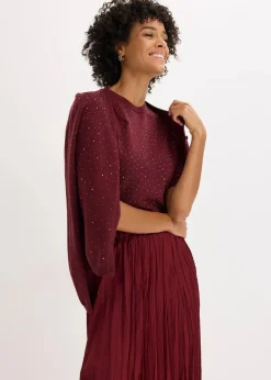 Damen bonprix Bekleidung·Umstandsmode|Strickmode|Halbarm Feinstrickpullover mit Glitzersteinchen