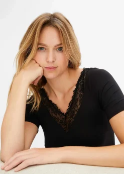 Best Halbarm-Body aus Modal mit Spitze Damen Bodies|Wäsche·Bodies