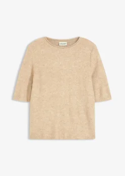 Hot Halbarmpullover mit Pailletten und Glanzgarn Damen Strickmode|Pullover & Strickjacken
