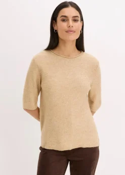 Hot Halbarmpullover mit Pailletten und Glanzgarn Damen Strickmode|Pullover & Strickjacken