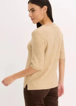 Hot Halbarmpullover mit Pailletten und Glanzgarn Damen Strickmode|Pullover & Strickjacken