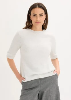 Outlet Halbarmpullover mit Pailletten und Glanzgarn Damen Strickmode|Pullover & Strickjacken