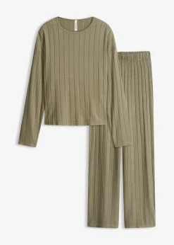 Outlet Hausanzug aus weicher Rippe Damen Wäsche·Homewear|Wäsche·Nachtwäsche