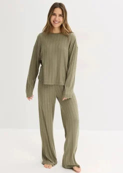 Outlet Hausanzug aus weicher Rippe Damen Wäsche·Homewear|Wäsche·Nachtwäsche