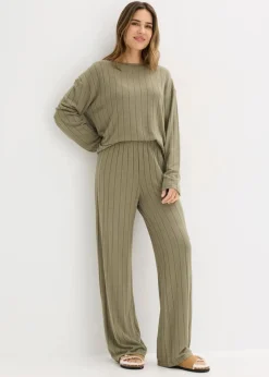 Outlet Hausanzug aus weicher Rippe Damen Wäsche·Homewear|Wäsche·Nachtwäsche