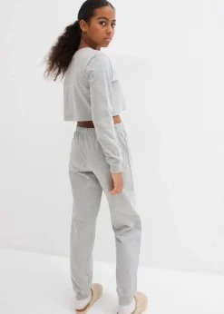 Kinder bonprix Mädchen·Nachtwäsche|Hausanzug mit weicher Baumwolle und einem Sweatshirt in kurzer Passform