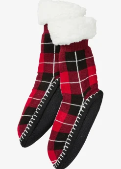 Damen bonprix Pantoletten, Sandalen & Hausschuhe|Socken|Haussocken mit angenähter Sohle und Teddyfutter