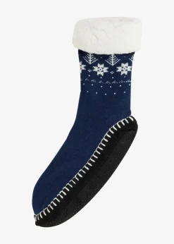 Damen bonprix Homewear|Socken & Strumpfhosen|Haussocken mit angenähter Sohle und Teddyfutter
