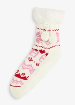 Damen bonprix Homewear|Socken & Strumpfhosen|Haussocken mit Teddyfutter und angenähter Sohle