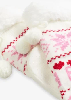 Damen bonprix Homewear|Socken & Strumpfhosen|Haussocken mit Teddyfutter und angenähter Sohle