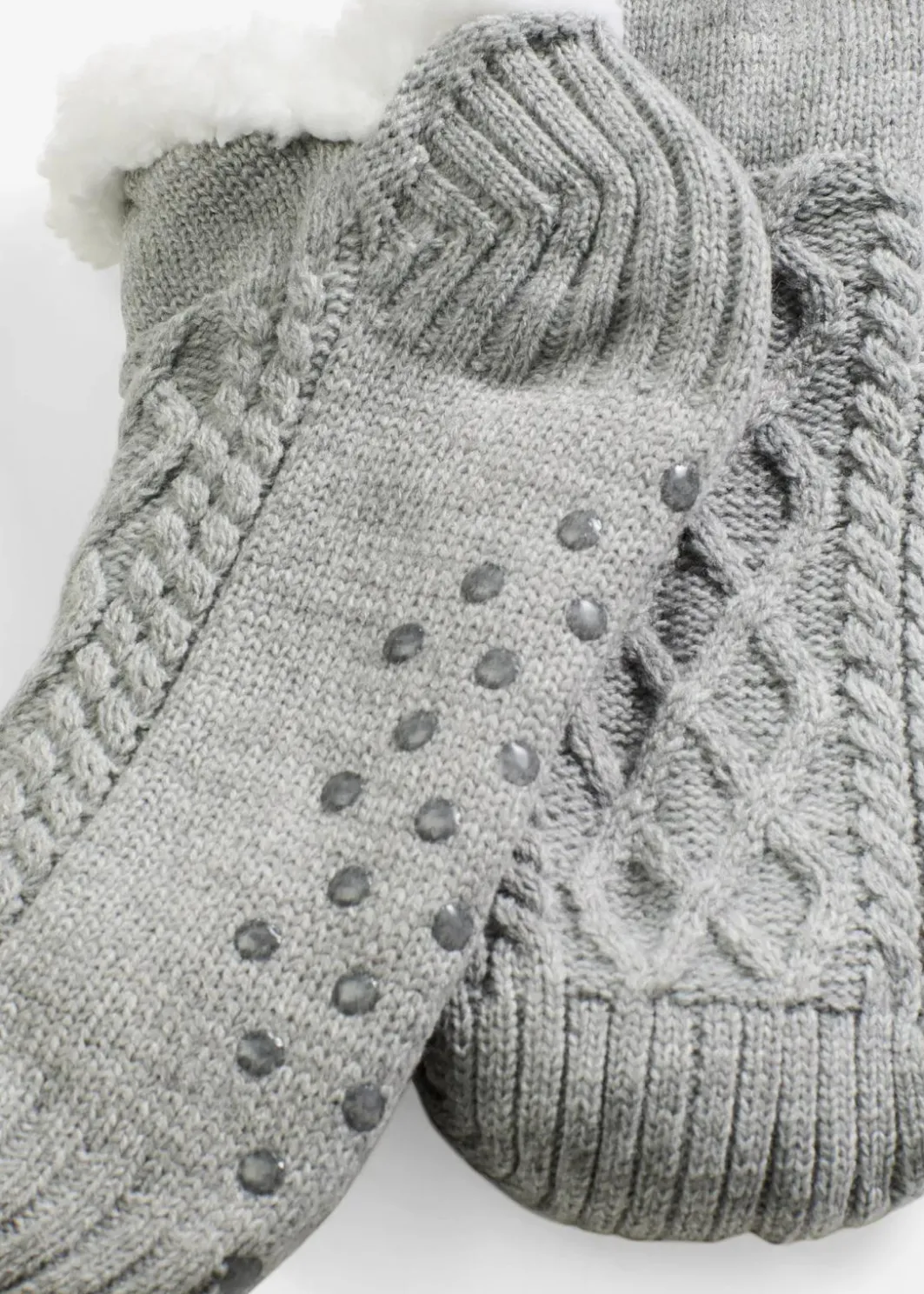 Discount Hausssocken mit Zopfmuster, Teddyfutter und Antirutschsohle Damen Homewear|Socken & Strumpfhosen