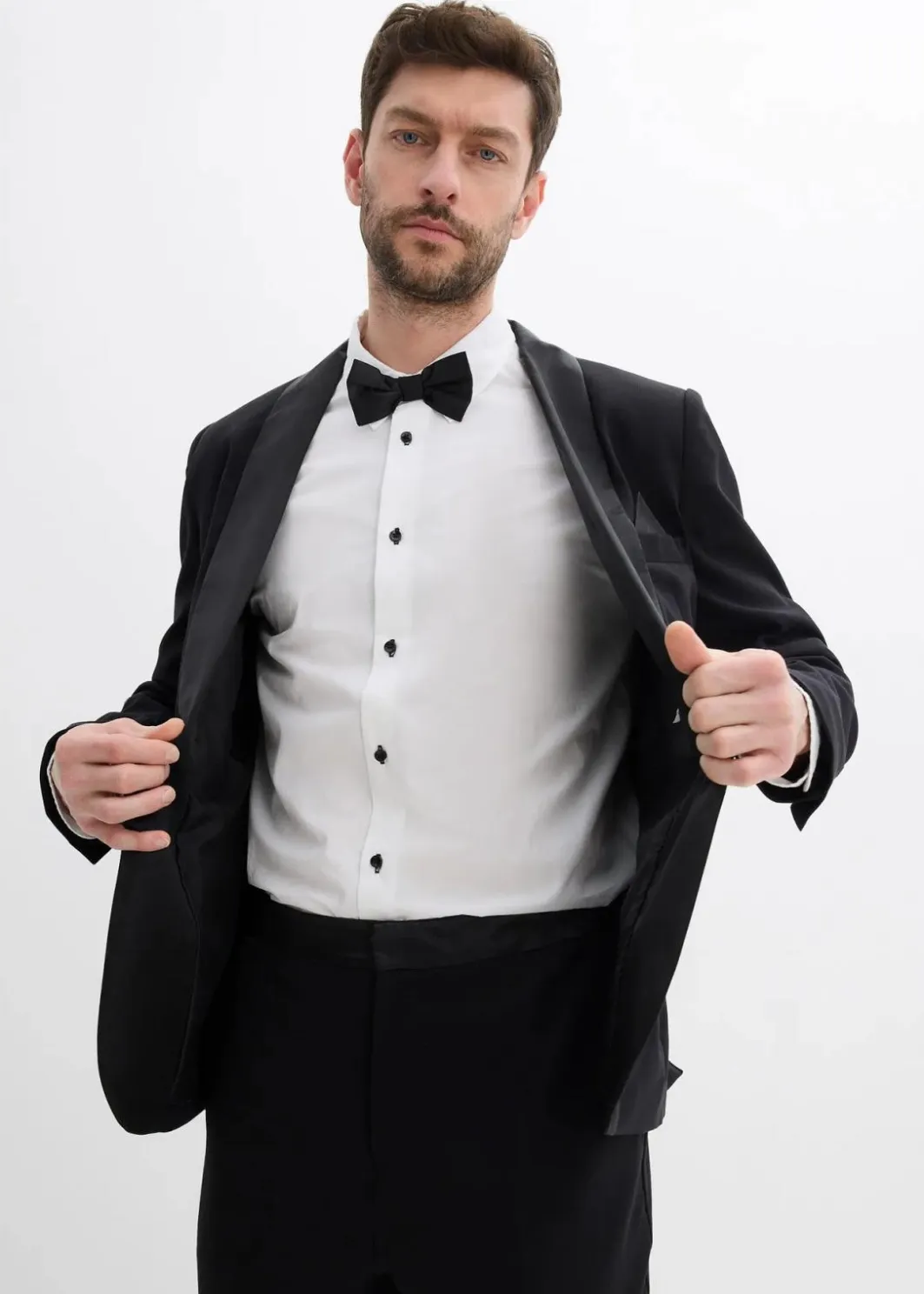 Herren bonprix Große Größen|Anzüge & Sakkos|Hemd und Fliege (2-tlg.Set) aus reiner Bio-Baumwolle, Regular Fit