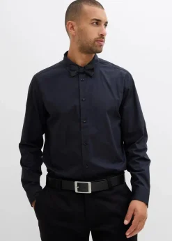 Herren bonprix Hemden|Anzüge & Sakkos|Hemd und Fliege (2-tlg.Set) aus reiner Bio-Baumwolle, Regular Fit