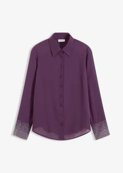New Hemdbluse mit Glitzersteinchen Damen Bekleidung·Jacken & Mäntel|Blusen & Tuniken