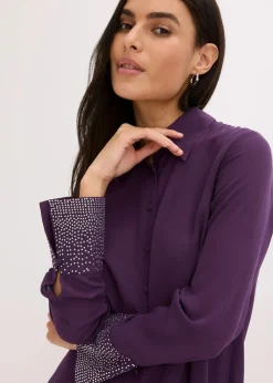 New Hemdbluse mit Glitzersteinchen Damen Bekleidung·Jacken & Mäntel|Blusen & Tuniken