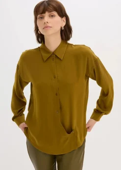 New Hemdbluse aus fließendem Satin Damen Blusen & Tuniken|Bekleidung·Jacken & Mäntel