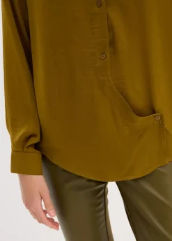 New Hemdbluse aus fließendem Satin Damen Blusen & Tuniken|Bekleidung·Jacken & Mäntel
