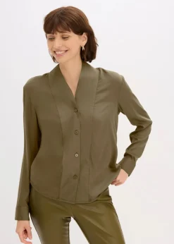 Damen bonprix Bekleidung·Jacken & Mäntel|Blusen & Tuniken|Hemdbluse aus fließendem Satin