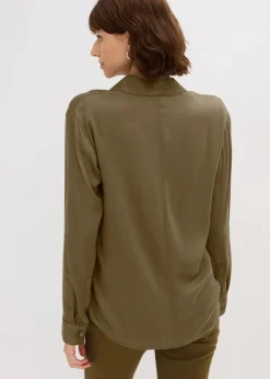 Damen bonprix Bekleidung·Jacken & Mäntel|Blusen & Tuniken|Hemdbluse aus fließendem Satin