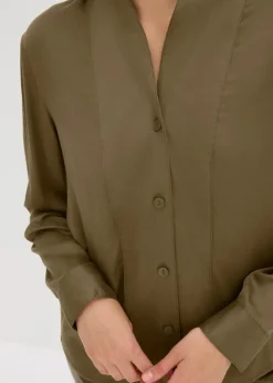 Damen bonprix Bekleidung·Jacken & Mäntel|Blusen & Tuniken|Hemdbluse aus fließendem Satin