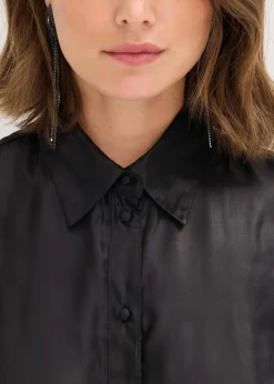 Online Hemdbluse aus glänzendem Satin Damen Bekleidung·Jacken & Mäntel|Blusen & Tuniken
