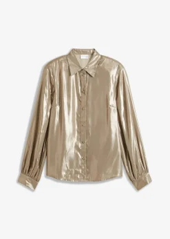 Damen bonprix Blusen & Tuniken|Bekleidung·Jacken & Mäntel|Hemdbluse aus glänzendem Satin