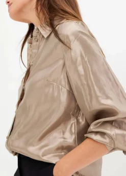 Damen bonprix Blusen & Tuniken|Bekleidung·Jacken & Mäntel|Hemdbluse aus glänzendem Satin