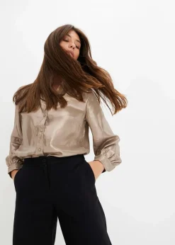 Damen bonprix Blusen & Tuniken|Bekleidung·Jacken & Mäntel|Hemdbluse aus glänzendem Satin