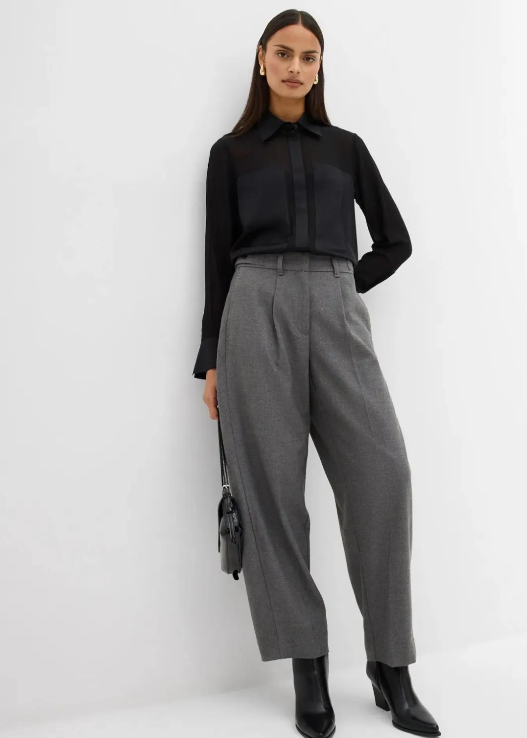 Clearance Hemdbluse mit Satineinsatz Damen Blusen & Tuniken|Bekleidung·Jacken & Mäntel