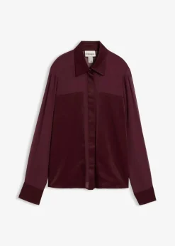 Damen bonprix Bekleidung·Jacken & Mäntel|Blusen & Tuniken|Hemdbluse mit Satineinsatz