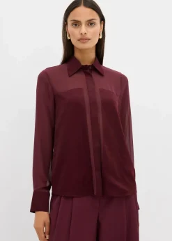 Damen bonprix Bekleidung·Jacken & Mäntel|Blusen & Tuniken|Hemdbluse mit Satineinsatz