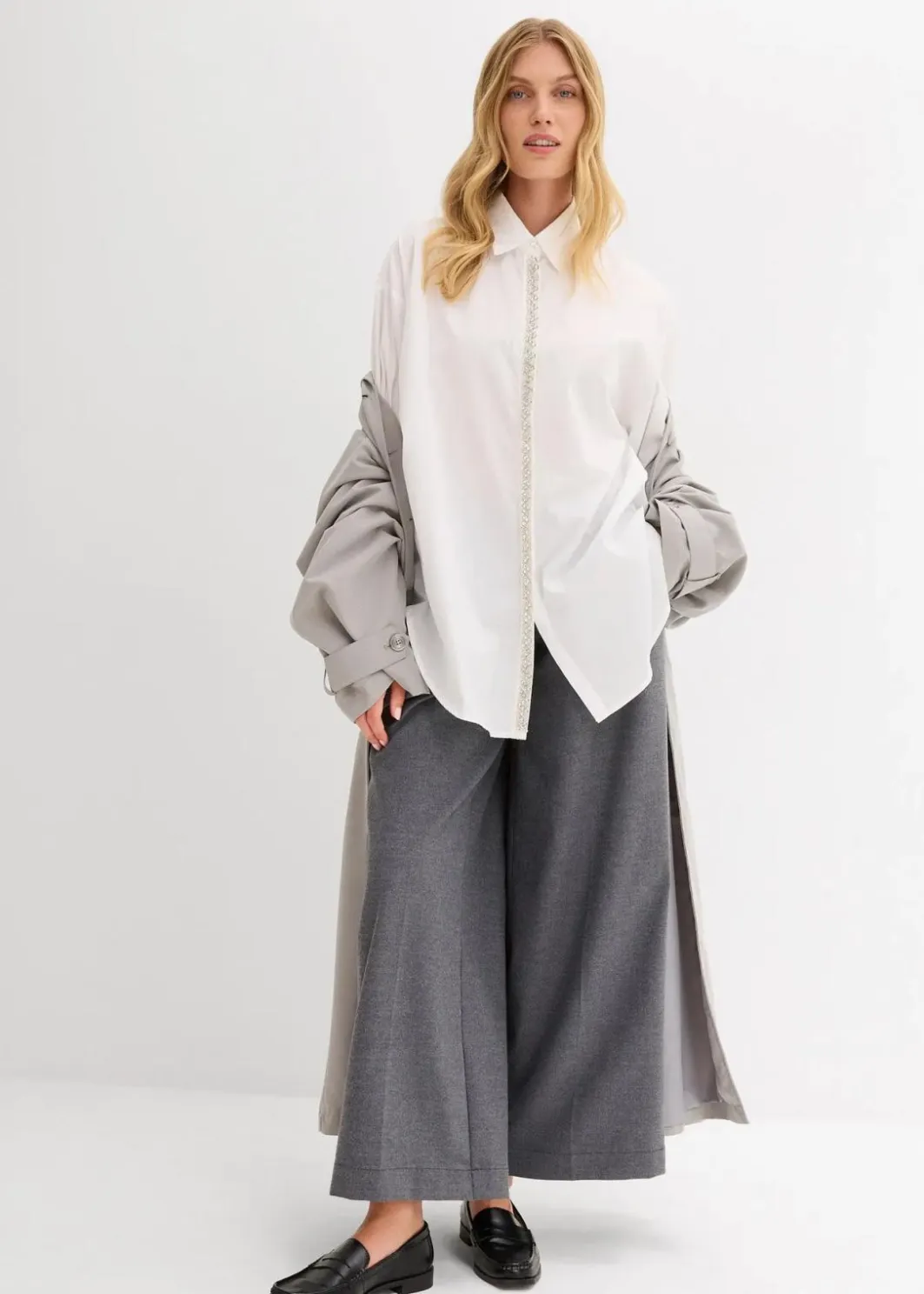 Discount Hemdbluse mit Strass-Applikation Damen Blusen & Tuniken